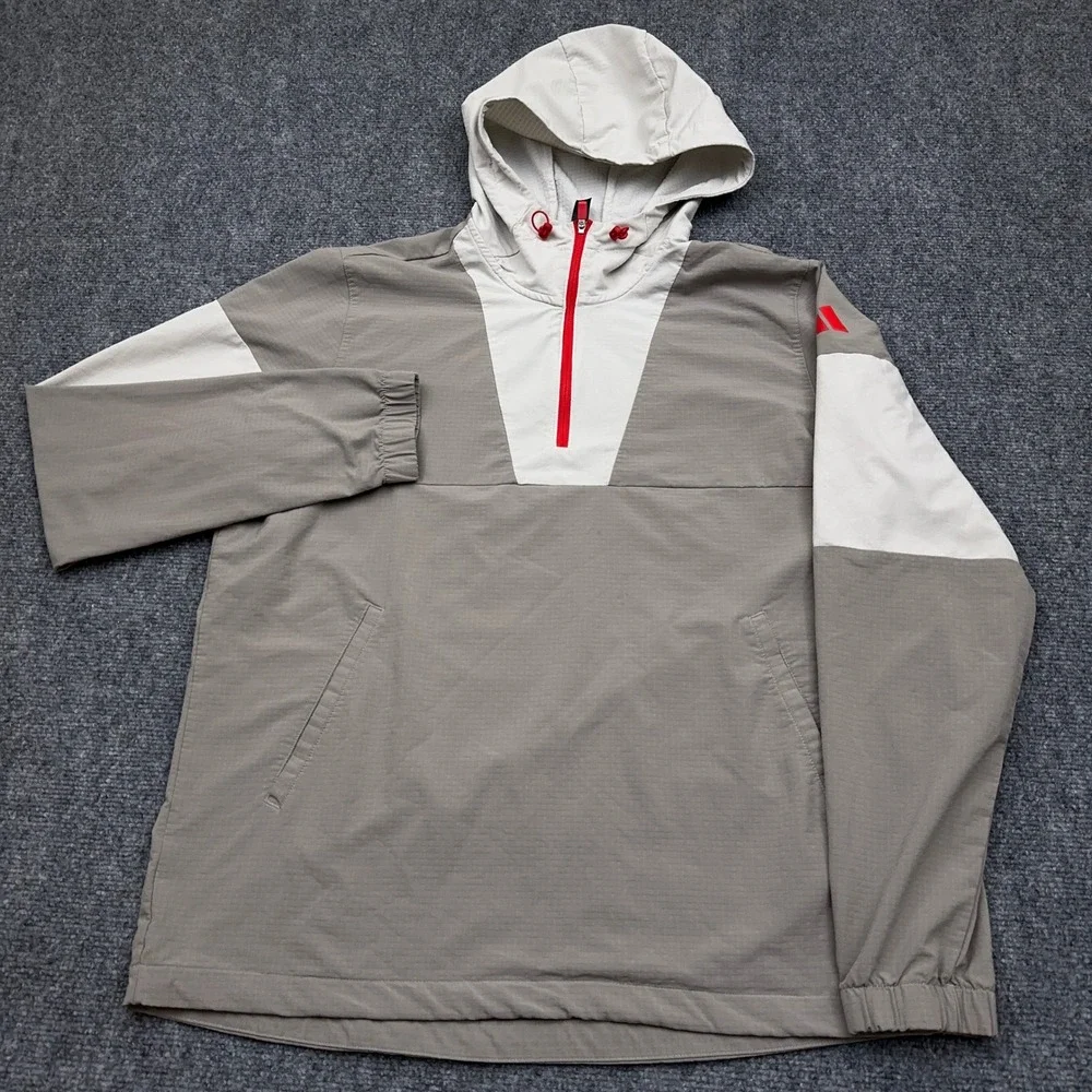 adidas Ultimate365 Anorak Jacket Men's Medium Putty Hooded Windbreaker JJ1744